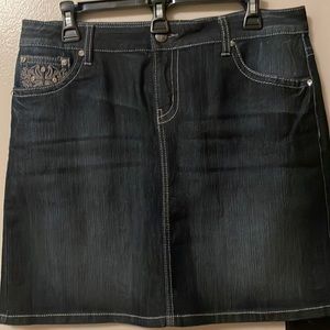 Earl Jean Denim Mini Skirt w/Rhinestones